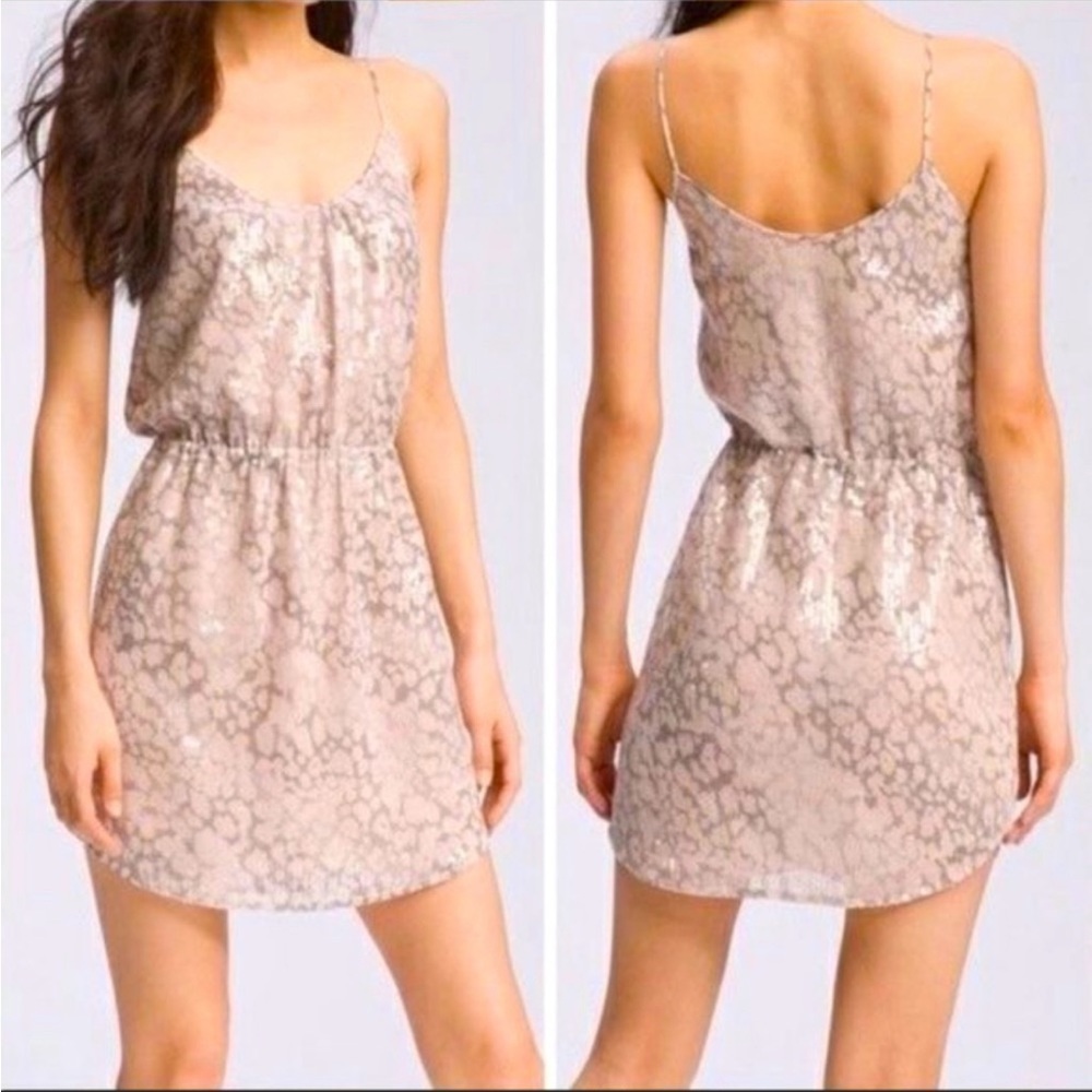Rebecca Taylor Bam Bam Sequin Mini Dress Women’s Sz 2 Leopard Print